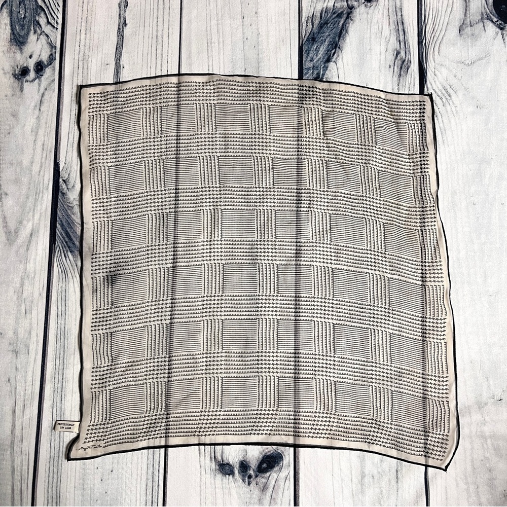 Ann Taylor Black and Cream Plaid Silk Scarf